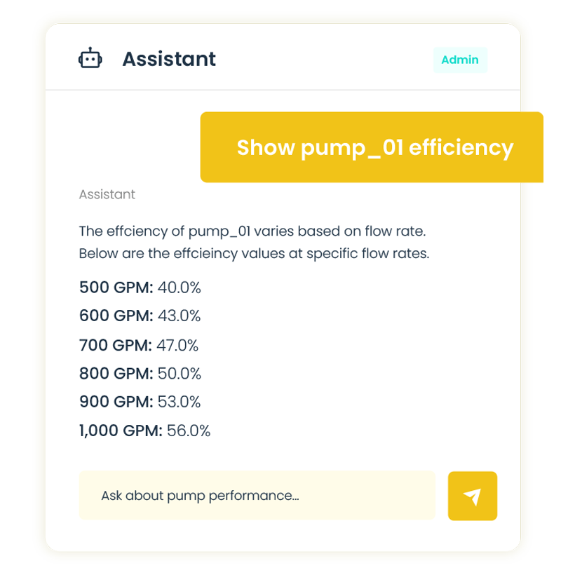 AI assistant providing equipment drift insights and recommended actions