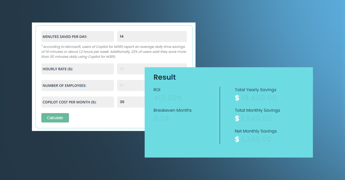 Copilot for Microsoft 365 ROI Calculator