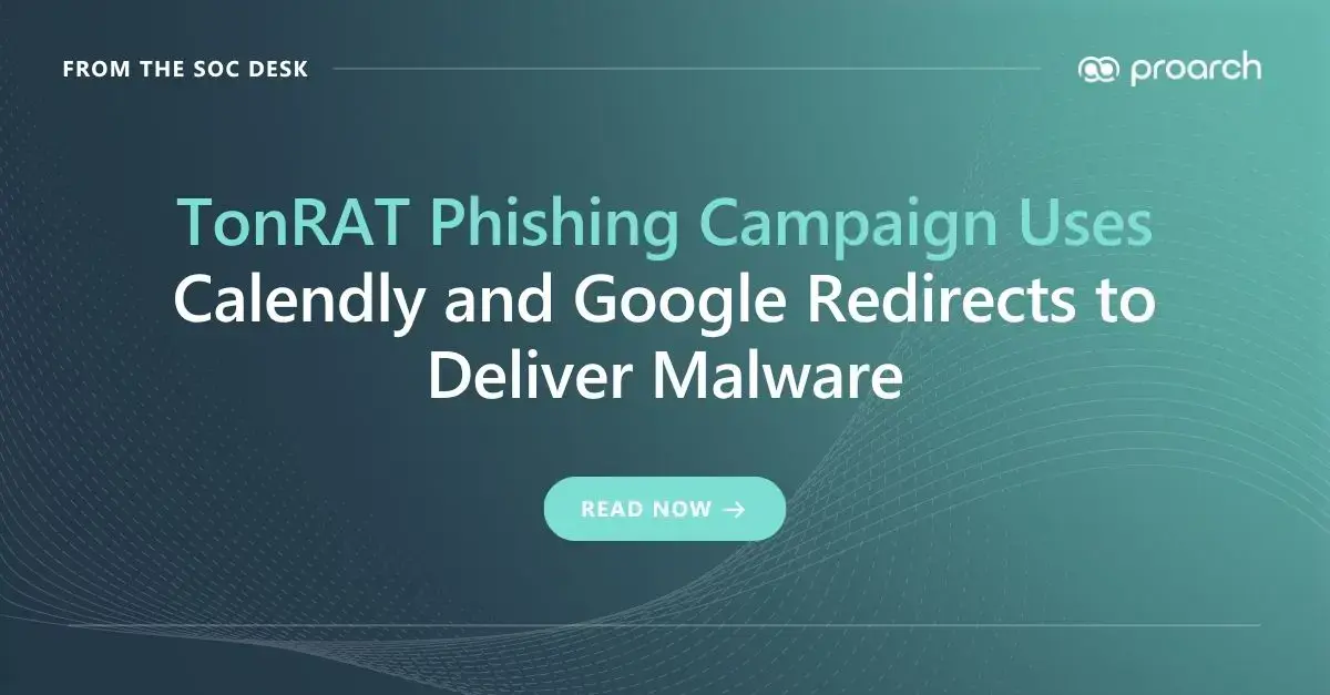 TonRAT phishing campaign attack chain abusing Calendly notifications and Google redirects to deliver Node.js malware