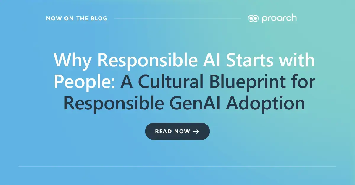 Collaborating on Responsible GenAI adoption, emphasizing ethics, transparency, and human-centered AI practices in a modern workplace setting